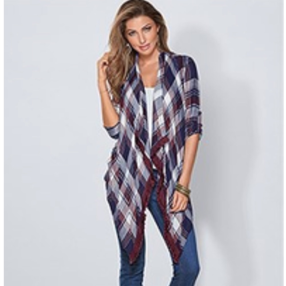 Flannel print light weight duster
